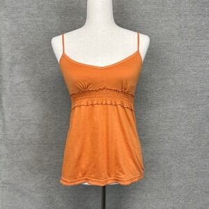 Vtg Y2K 2000s Hollister Babydoll Orange Cami Tank Top Women's Smocked Size M